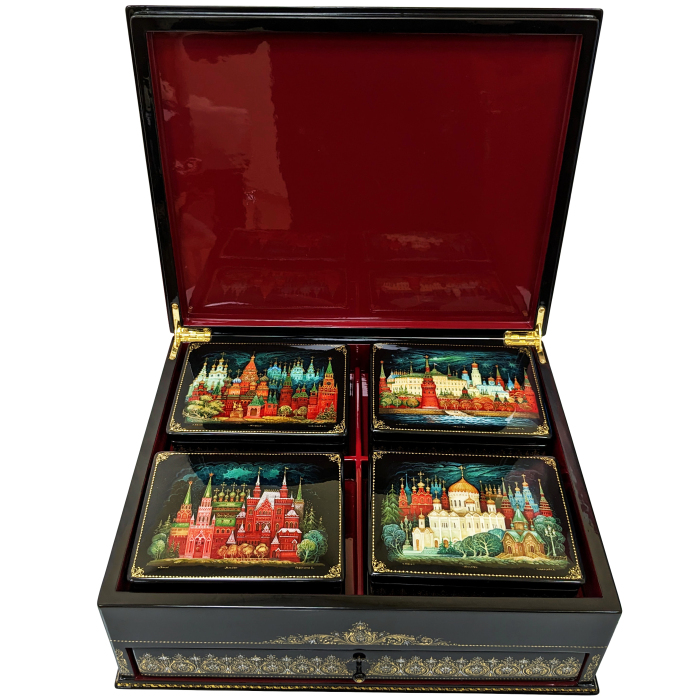 Casket "Moscow" with 4 caskets, Palekh